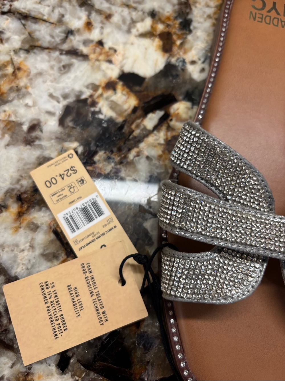 Madden NYC Silver Crystal Bow Slide Sandals - Picture 5 of 5